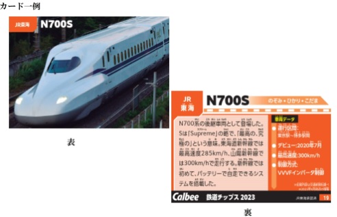 「鉄道チップス うすしお味」鉄道車両カード例(東海道・山陽新幹線「N700S」)