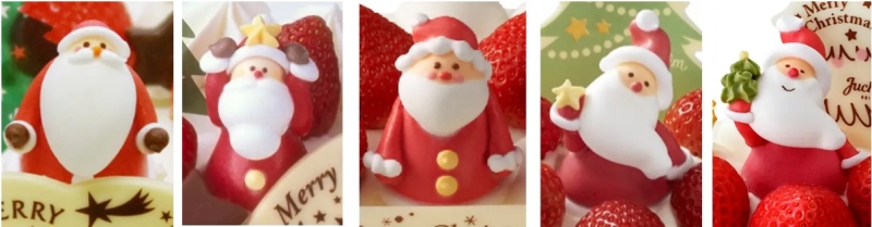 ユーハイム クリスマスケーキのサンタクロース変遷(2005年→2008年→2011年→2013年→2018年)