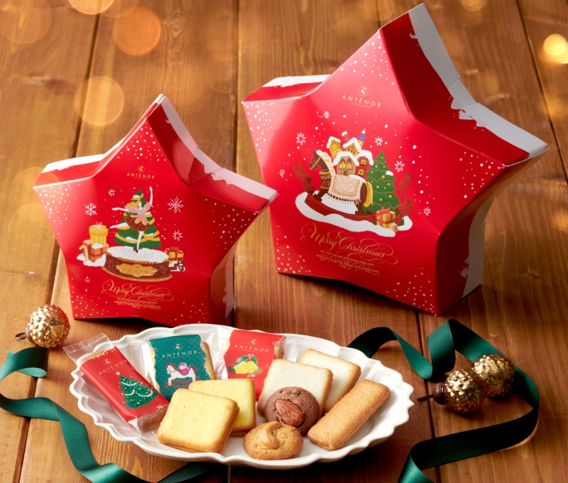 アンテノール「星降るクリスマス」(左から)Sサイズ/クッキー4種類13個入、Mサイズ/クッキー5種類25個入