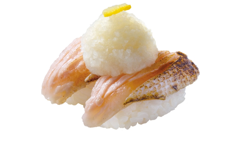 はま寿司「炙りとろサーモン柚子おろし盛り〈高知県産 柚子果汁使用〉」