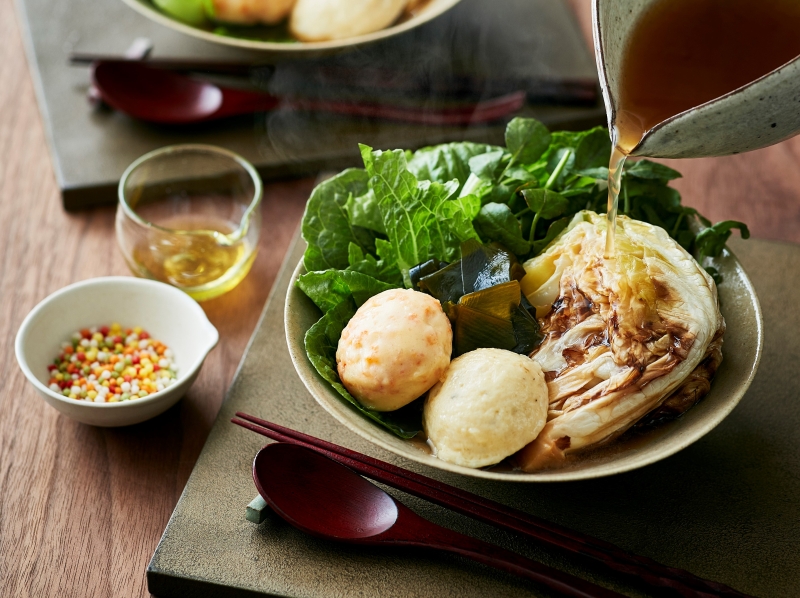 日本のさらだ いとはん2024年節分向け商品「貝だしで仕上げる 春野菜と二種しんじょうのさらだ椀」